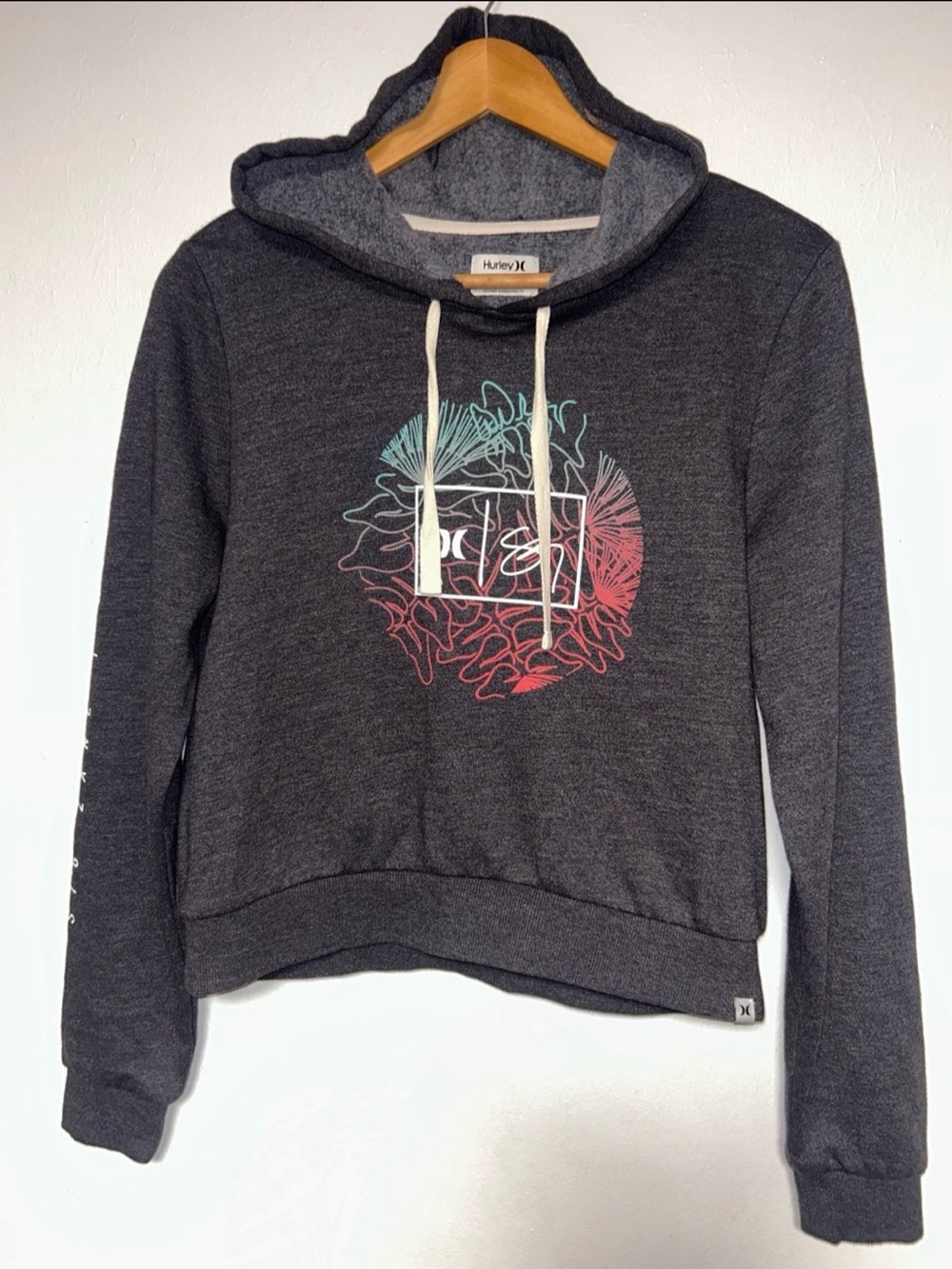 Sig Zane Hurley 'Ohi'a Lehua Graphic Hoodie Sweatshirt S Women’s Dark Gray - Picture 2 of 4
